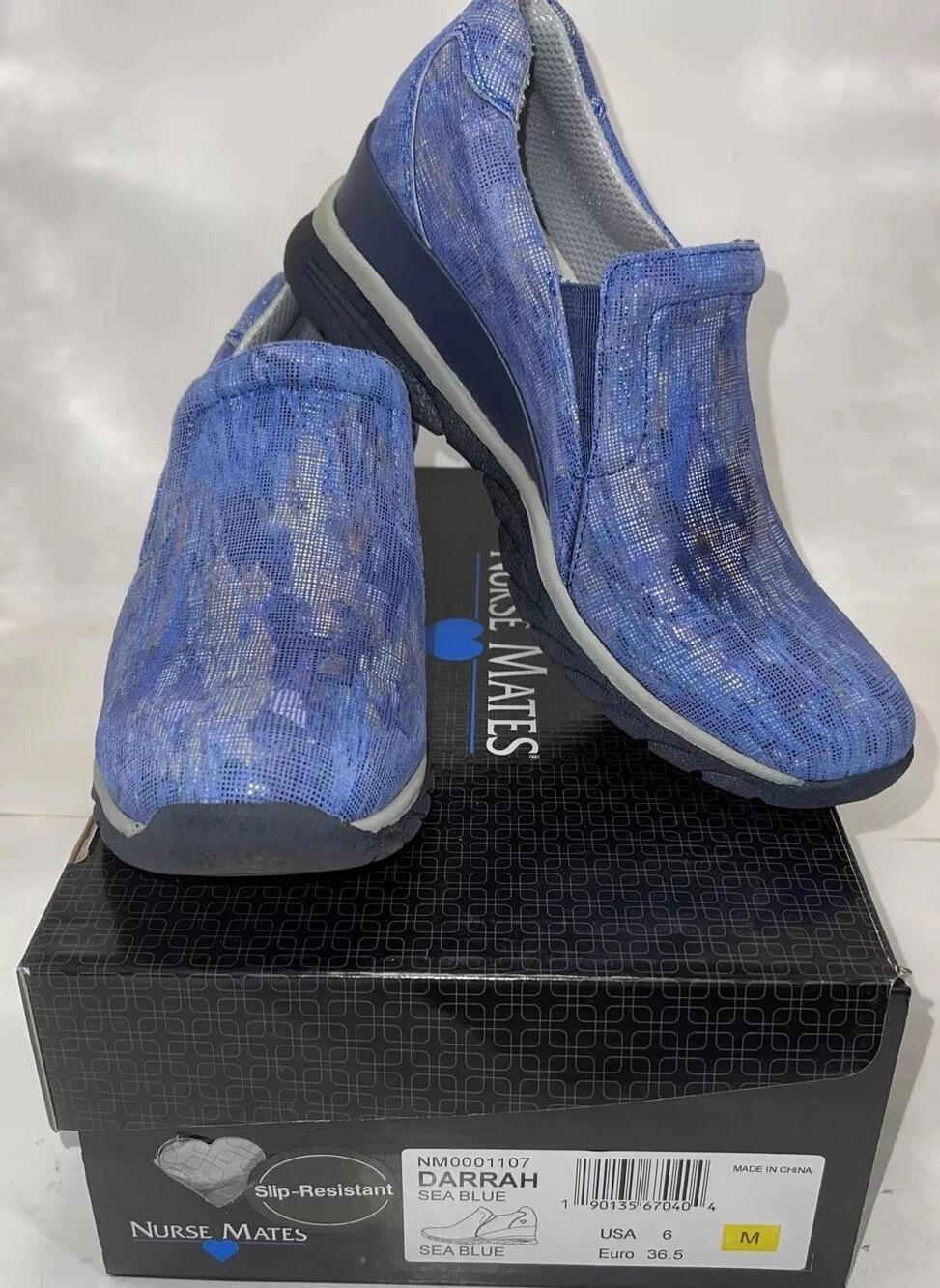 Nurse Mates Shoes Womens Size 6 Sea Blue Darrah Slip Resistant Nursing Clogs